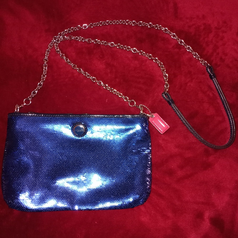 COACH Blue Sequin Crossbody Purse